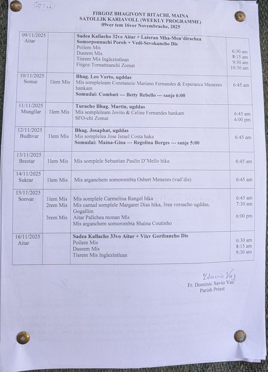 Weekly Programme